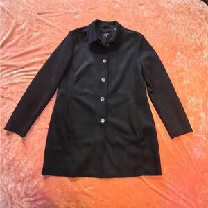 Tahari Black Suede Button Down Coat Size L